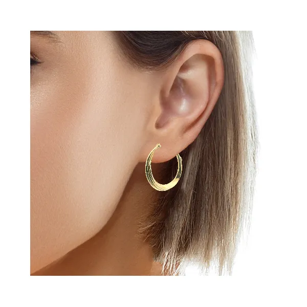 18K Gold-Plated Sterling Silver Tapered Hoop Earrings – Elegant Modern Style Image 2 Venus Jewelers Somerset, NJ