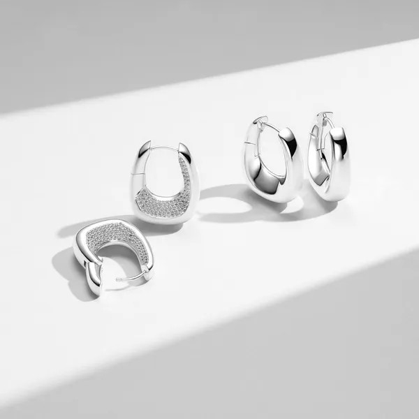 Sterling Silver Wide Hoop Earrings Image 2 Venus Jewelers Somerset, NJ