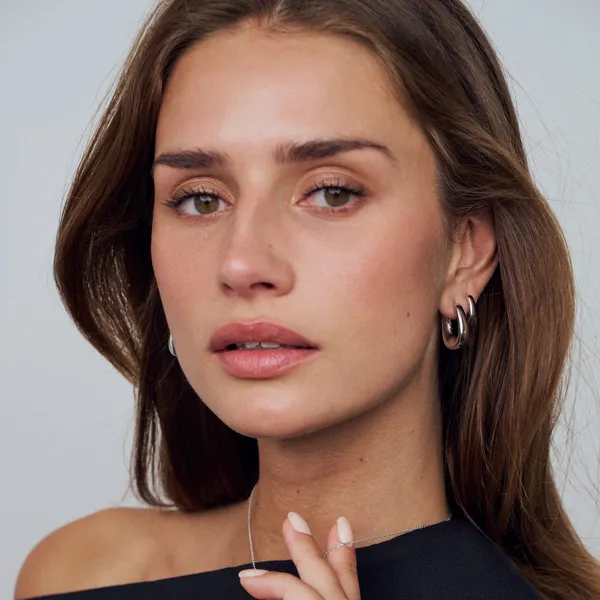 Sterling Silver Wide Hoop Earrings Image 3 Venus Jewelers Somerset, NJ