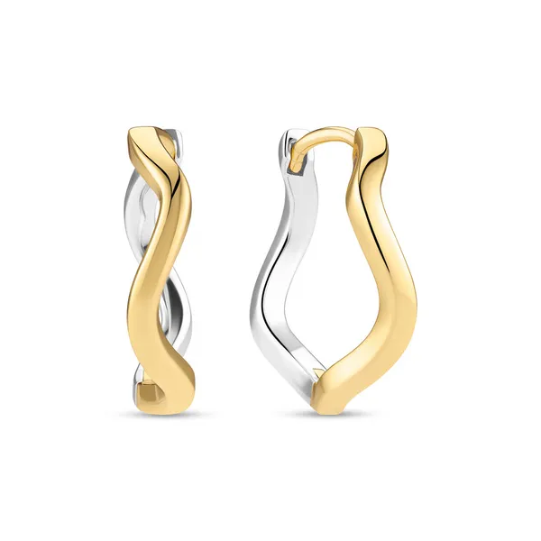 Two-Tone Sterling Silver Curved Hoop Earrings Venus Jewelers Somerset, NJ