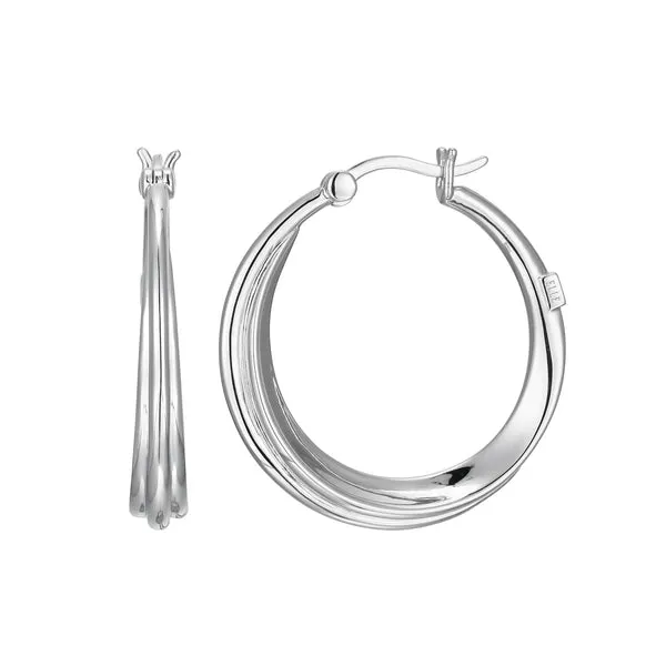 Lady's White Sterling Silver Medium Hoop Earrings Venus Jewelers Somerset, NJ