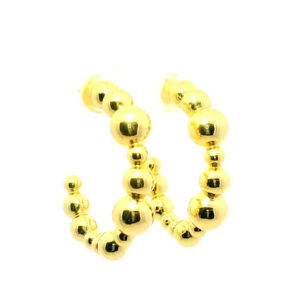 14K Yellow Gold Plated Sterling Silver Bormio Hoop Earrings Image 2 Venus Jewelers Somerset, NJ