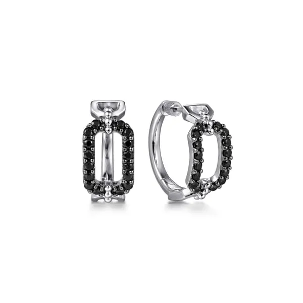 Sterling Silver Black Spinel Bujukan Link Chain Earrings – 0.90ctw Round Black Spinels Venus Jewelers Somerset, NJ