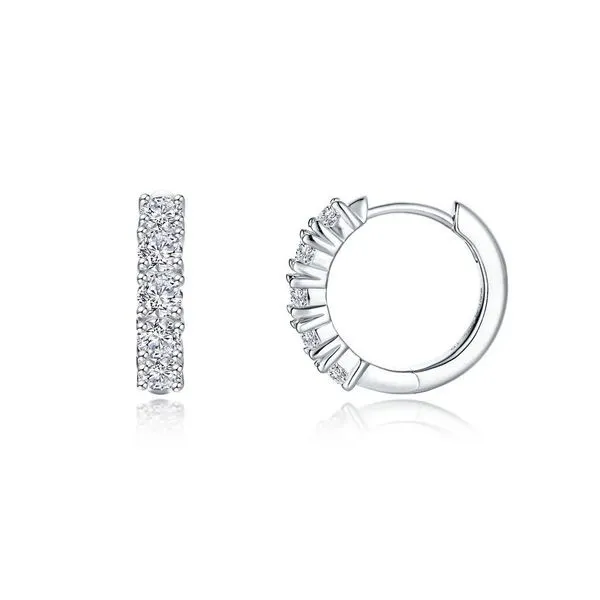 Lady’s White Sterling Silver Huggie Earrings with Cubic Zirconia Venus Jewelers Somerset, NJ
