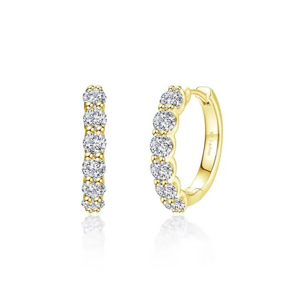 14K Yellow Over Sterling Silver Small Hoop Earrings with Cubic Zirconia Venus Jewelers Somerset, NJ