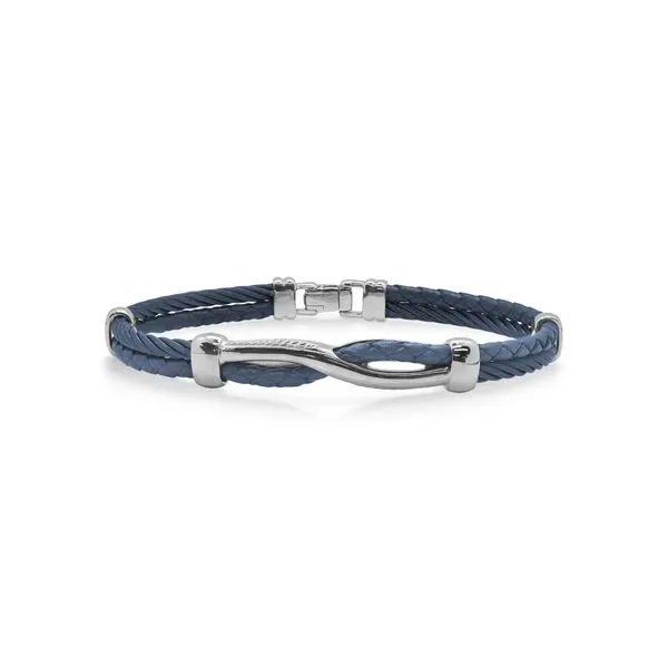 Blue Cable & Leather Twist Bracelet Venus Jewelers Somerset, NJ