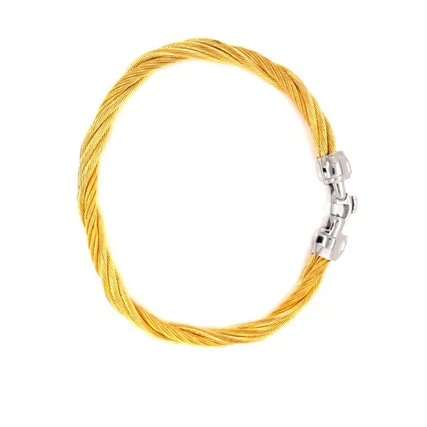 Yellow Stainless Steel Twisted Cable Bracelet Image 2 Venus Jewelers Somerset, NJ