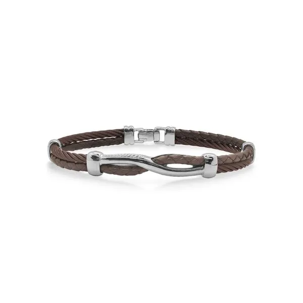 ALOR Bronze Cable & Brown Leather Twist Bracelet Venus Jewelers Somerset, NJ