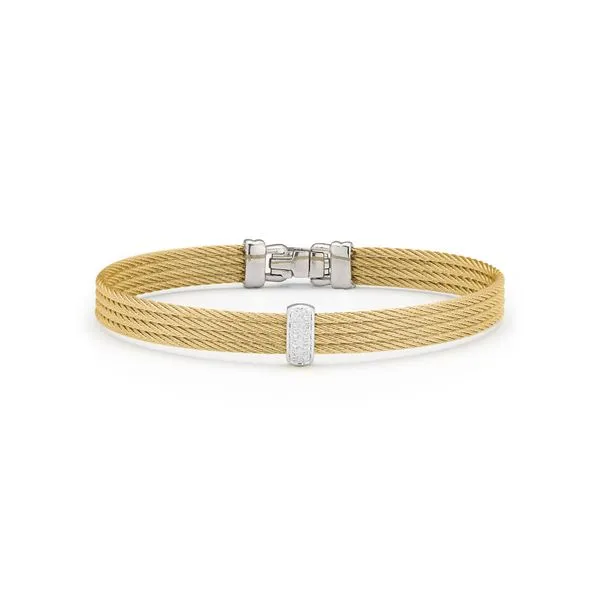 Yellow Cable Barred Bracelet with 18kt White Gold & Diamonds Venus Jewelers Somerset, NJ