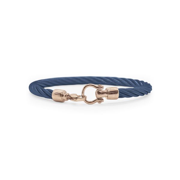 Alor Rose Tone Buckle and Blue Cable Bracelet Venus Jewelers Somerset, NJ