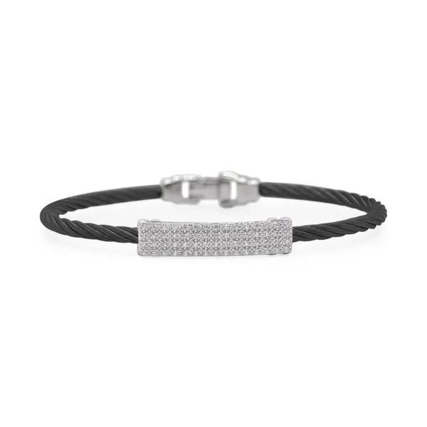 Alor Black Stainless & 18K Gold Bangle Bracelet with 0.30ct Round Diamonds – 6.5