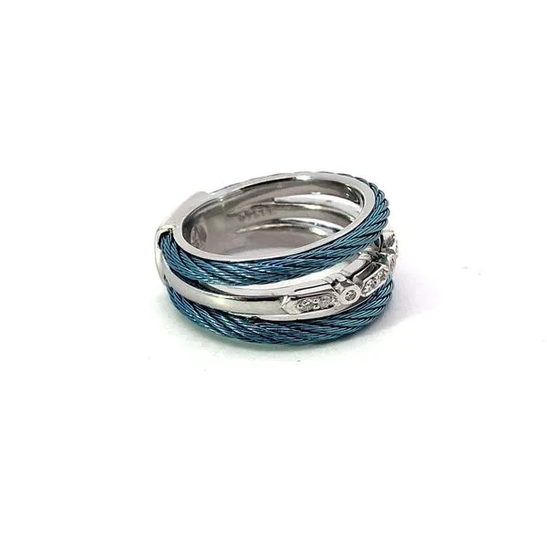 Carribbean Blue Negative Space Stacker Ring Image 2 Venus Jewelers Somerset, NJ