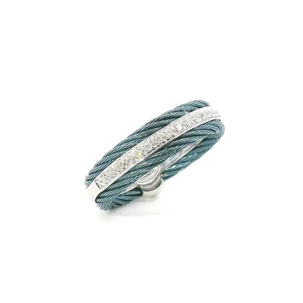 Island Blue Stainless & 14K Gold Eternity Band with 0.12Tw Diamonds – Size 6.5 Venus Jewelers Somerset, NJ