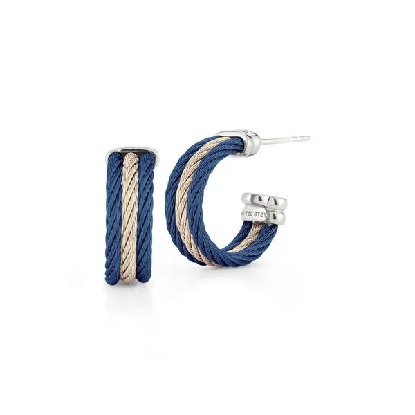 ALOR Blueberry & Carnation Cable Small Three Row Hoop Earrings with 18kt White Gold Venus Jewelers Somerset, NJ