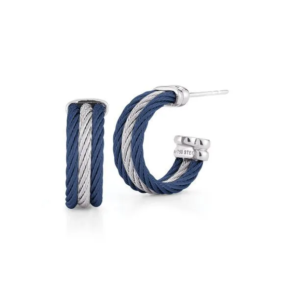ALOR White Gold, Blueberry, And Grey Cable Earrings Venus Jewelers Somerset, NJ
