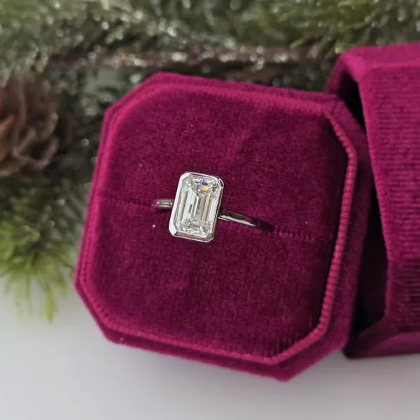 2.05ct Emerald Cut Lab Grown Diamond Bezel Ring Image 2 Victoria Jewellers REGINA, SK
