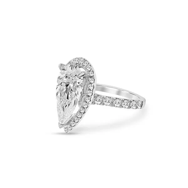 5.10ct Pear Cut Lab Grown Diamond Halo Ring Image 2 Victoria Jewellers REGINA, SK