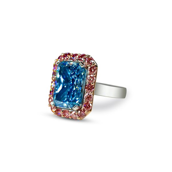 6.49ct Radiant Cut Vivid Blue Lab Grown Diamond Ring Image 2 Victoria Jewellers REGINA, SK