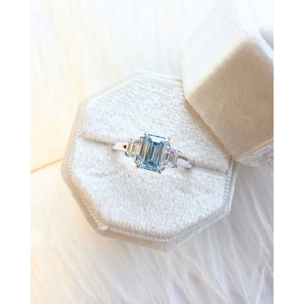1.0ct Emerald Cut Fancy Blue Lab Grown Diamond Ring Victoria Jewellers REGINA, SK