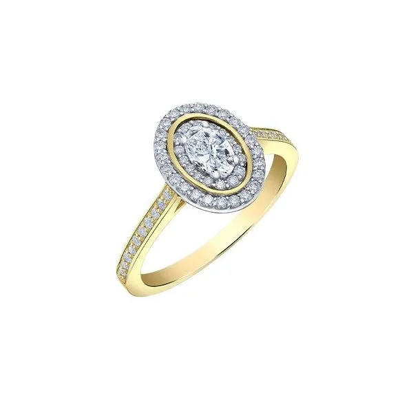 0.30ct Oval Double Halo Maple Leaf Canadian Diamond Ring Victoria Jewellers REGINA, SK