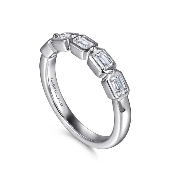 Gabriel & Co Bezel Set Emerald Cut Diamond Band Image 2 Victoria Jewellers REGINA, SK