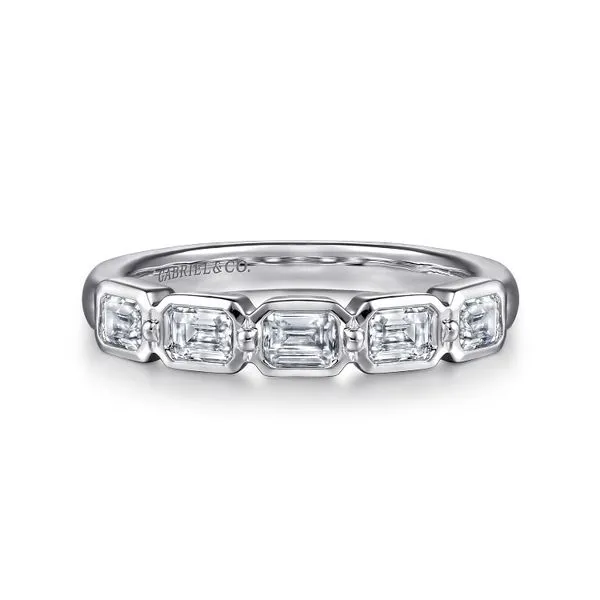 Gabriel & Co Bezel Set Emerald Cut Diamond Band Victoria Jewellers REGINA, SK