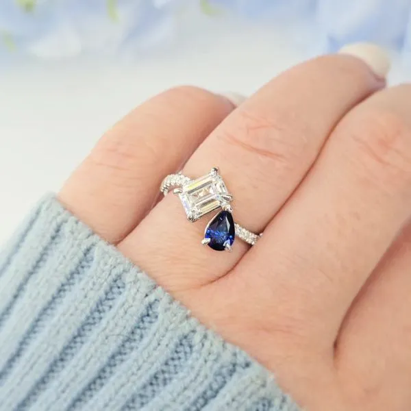 Gabriel & Co Semi Mount Diamond and Sapphire Ring Victoria Jewellers REGINA, SK