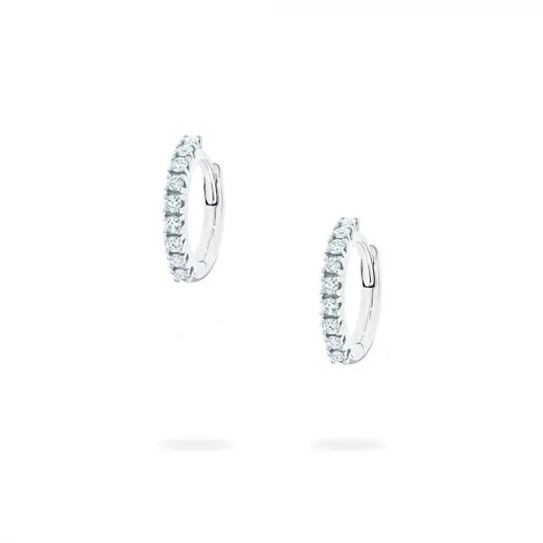 BIRKS Iconic White Gold and Diamond Rosee du Matin Huggie Earring Victoria Jewellers REGINA, SK