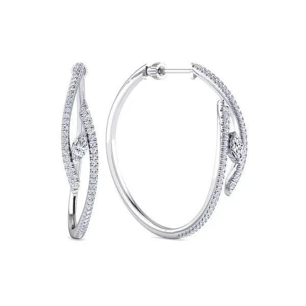 Gabriel & Co 18Kt Intricate Diamond Hoop Earrings Victoria Jewellers REGINA, SK