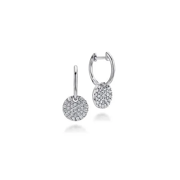 Gabriel & Co Pave Diamond Disc Earrings Victoria Jewellers REGINA, SK