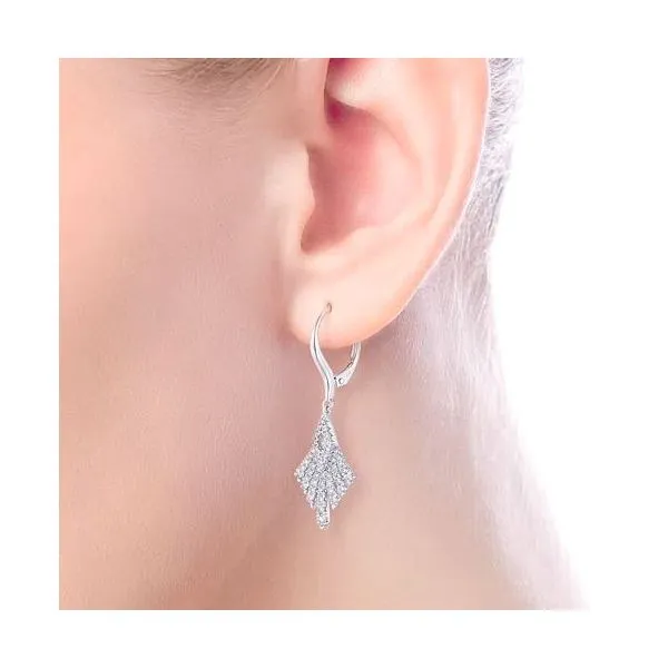 Gabriel & Co Diamond Fan Drop Earrings Image 2 Victoria Jewellers REGINA, SK