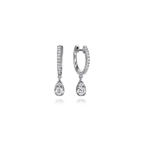 Gabriel & Co Diamond Drop Huggie Earrings Victoria Jewellers REGINA, SK