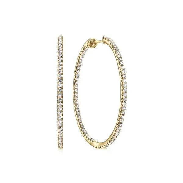14Kt Yellow Gold Inside Out Diamond Hoops Victoria Jewellers REGINA, SK