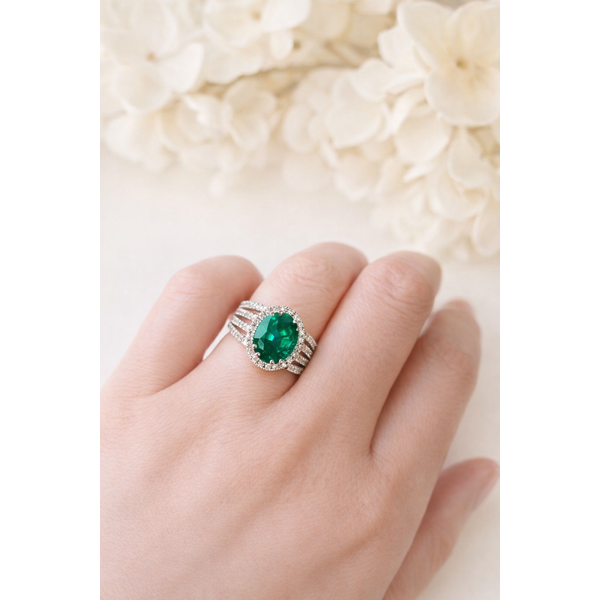 Custom Designed Emerald and Diamond Ring Image 3 Victoria Jewellers REGINA, SK