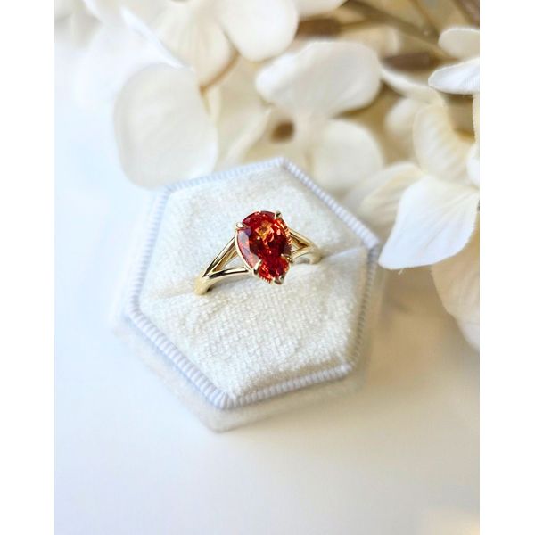 Orange Pear Shape Lab Grown Sapphire Ring Victoria Jewellers REGINA, SK