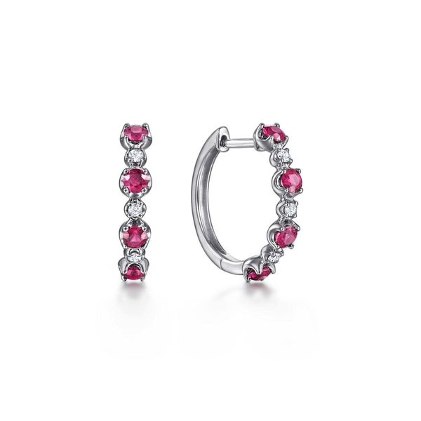 Ruby and Diamond Hoop Earrings Victoria Jewellers REGINA, SK