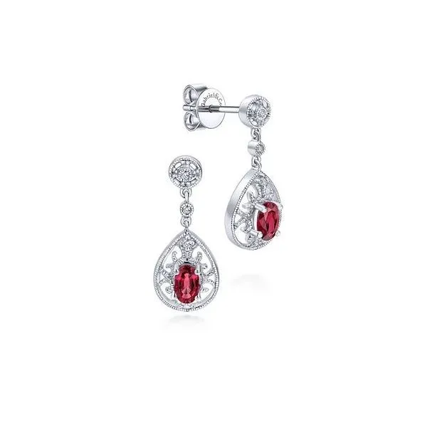 Gabriel & Co Ruby and Diamond Earrings Victoria Jewellers REGINA, SK