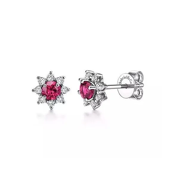 Gabriel & Co Ruby and Diamond Earrings Victoria Jewellers REGINA, SK