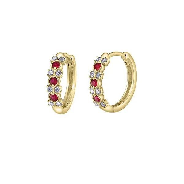 Ruby & Diamond Huggie Earrings Victoria Jewellers REGINA, SK
