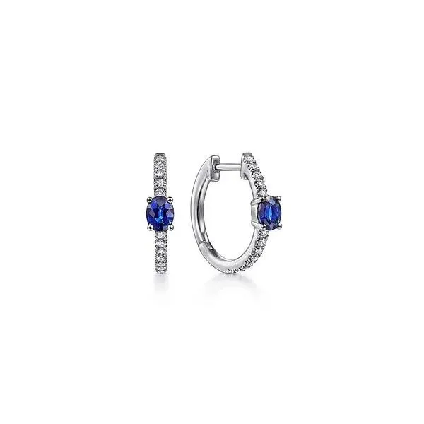 Gabriel & Co Sapphire and Diamond Huggie Earrings Victoria Jewellers REGINA, SK