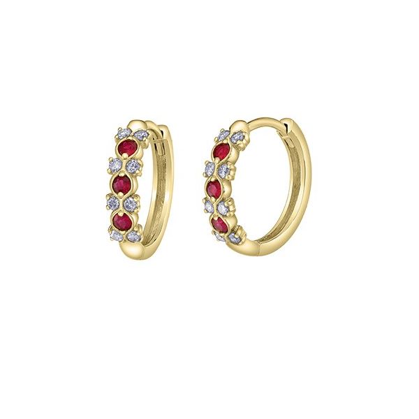 Ruby & Diamond Huggie Earrings Victoria Jewellers REGINA, SK