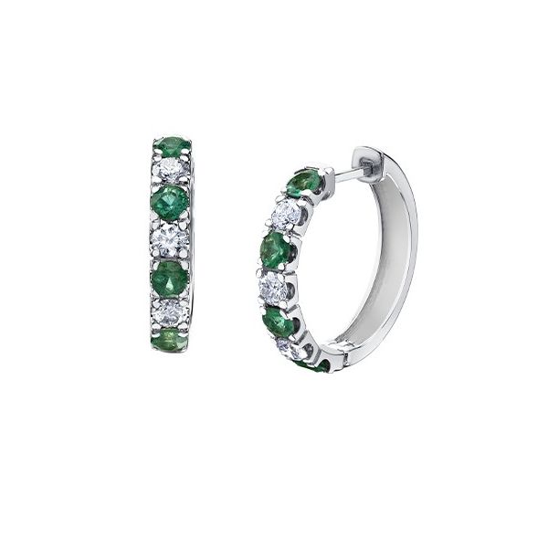 Emerald and Maple Leaf Canadian Diamond Earrings Victoria Jewellers REGINA, SK