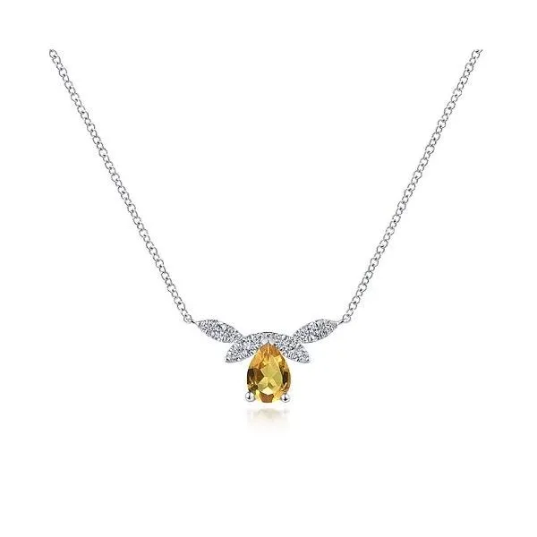 Gabriel & Co Citrine and Diamond Necklace Victoria Jewellers REGINA, SK