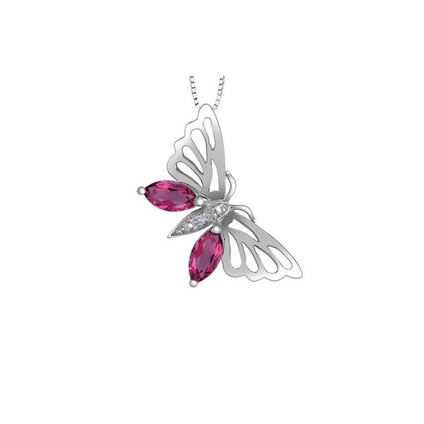 Pink Topaz and Diamond Butterfly Pendant Victoria Jewellers REGINA, SK