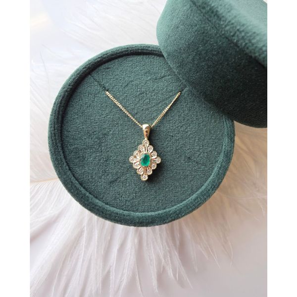 Emerald and Diamond Pendant Image 2 Victoria Jewellers REGINA, SK