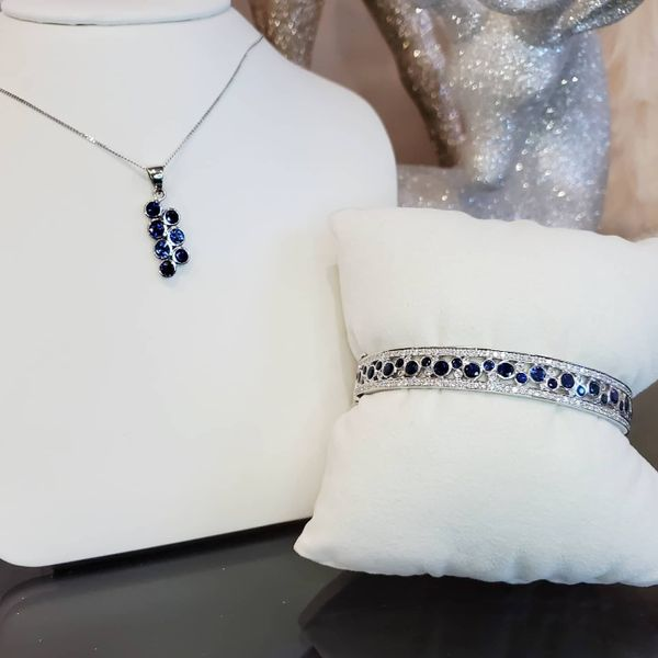 Sapphire & Diamond Bangle Bracelet Image 3 Victoria Jewellers REGINA, SK