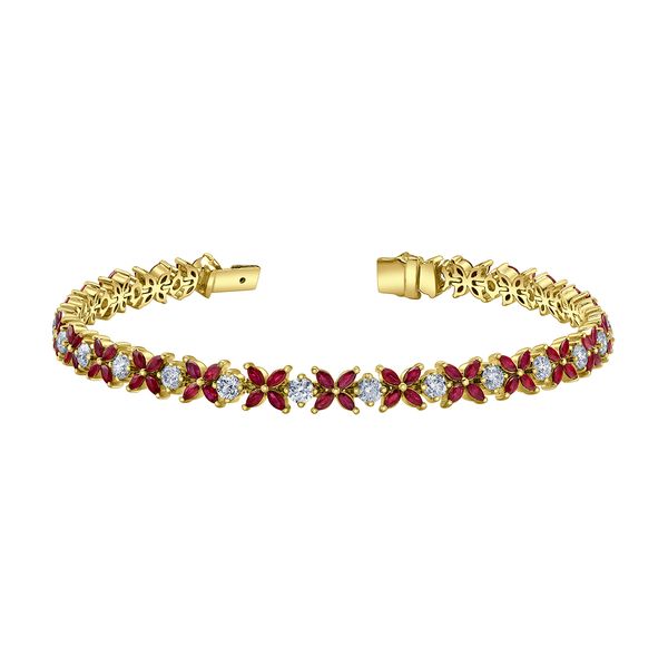 Ruby & Maple Leaf Canadian Diamond Tennis Bracelet Victoria Jewellers REGINA, SK