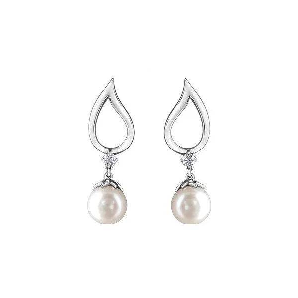 Maple Leaf Diamond and Pearl Earrings Victoria Jewellers REGINA, SK