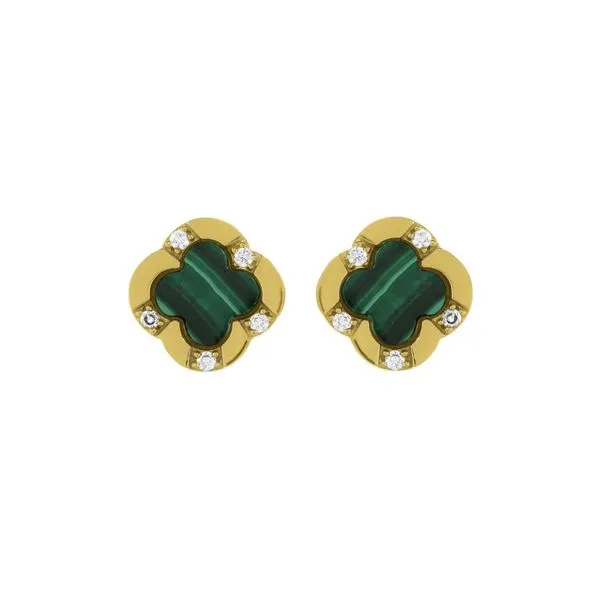 Charles Garnier Gold Plated Silver Malachite Earrings Victoria Jewellers REGINA, SK