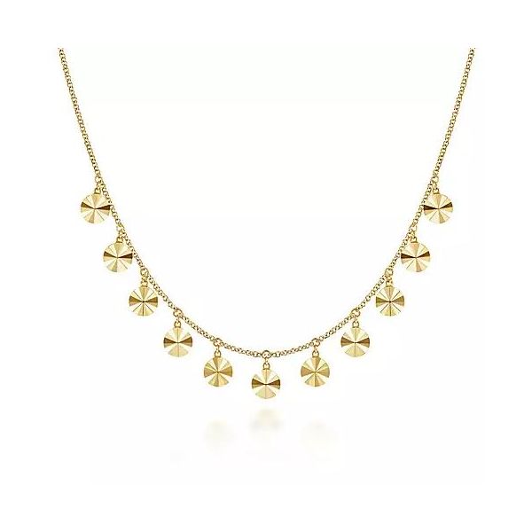 Gold Drop Disc Necklace Victoria Jewellers REGINA, SK